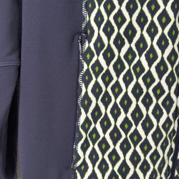 Chicos Zenergy Full Zip Hooded Jacket Size 2 US L Navy Green Geometric Print - Picture 3 of 10